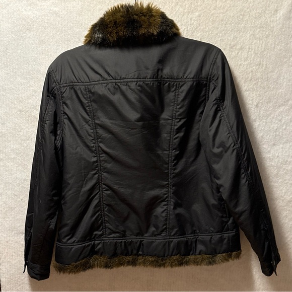 FUDA New York  Women’s Fur Trim Jacket Size S Black Button Pockets EUC - Picture 3 of 11